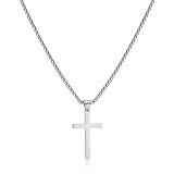 AFSTALR Plata Colgantes Cruz Hombre Cadenas Cruz Acero Inoxidable Collar Cruz Regalo para Hombre y Mujer 50cm