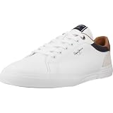 Pepe Jeans PMS30839 Zapatillas para Hombres, en Color Blanco, cómodas, Cordones y Piso de Goma Antideslizante Hombre Zapatillas Blanco 45