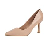 MISSCAI Zapatos de Tacón Mujer Punta Fina 9 cm Elegantes Nude 36