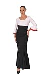 AMARU SANCHESU Falda Flamenca de Sirena con nesgas en el bajo. Tejido elástico Cintura Alta. (FR/ES, Letras, M, Regular, Regular, Negro)