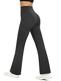 Glacspyg Pantalones de Yoga Mujer Flared Leggings Cintura Alta Abdominales Control de Entrenamiento Fitness Jogging Pants Gris Oscuro XL