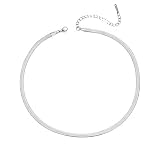 Only faith Collar plano de serpiente de acero inoxidable dorado mujer gargantilla cadena dorada corta plana espiga gruesa para mujeres longitud 45 cm