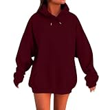 Uwdiohq Womens Oversized Winter Cotton Sweatshirts Pullover 2026 Fashion Tops Trendy Outfits Sudaderas Mujer Colores (Red, L) Burdeos Marca Familiares para De Tallas Grandes Hoddie For Women