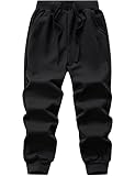 WIYOSHY Pantalones Deportivos de algodón con cordón de Color sólido para niños (FR/ES, Numeric, 160, Regular, Negro)