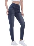 Chasehot Vaqueros Elásticos Mujer, Skinny Slim Jeans De Tiro Alto Jeggings Treggings Push Up Pantalón Vaqueros Elástico Ankle Leggins con Bolsillos, Azul Vintage-L