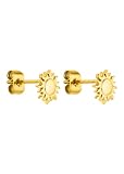 Purelei Elegantes pendientes de sol para mujer, chapados en oro de 18 quilates, acero inoxidable, delicados y ligeros (7,5 mm), Normal, Acero inoxidable, Abalone