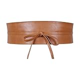 TIHNY Cinturón Ancho para Mujer de Cuero Sintético con Lazo, Ajustable, Marrón para Vestidos