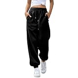 EBANKU Pantalones de chándal para Mujer con Bolsillos, Color Liso, Holgados, Cintura elástica, Hip Hop Casual, Gimnasio y Jogging