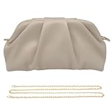 Pahajim Bolsos de Fiesta Clutch Bolso de Mano para Mujer PU Piel con Cadena Desmontable Bolsos Ceremonia Bandolera para Bodas, Cenas, Eventos (Beige)