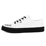 T.U.K. Ribbed Sole Sneaker - Zapatillas de Moda para Hombres y Mujeres - Estilo Skate, Punk, Rock y Gótico en Piel, Ante y Lona - Color Blanco Piel - Talla 46