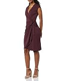 Amazon Essentials Vestido Cruzado clásico con Mangas Casquillo (Disponible en Tallas Grandes) Mujer, Burdeos, L