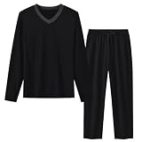 MoFiz Pijamas Niños Largo Algodón Conjunto de Pijama 14-16 Años, Negro L