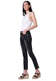 Koroshi Pantalón Mujer Denim Recto con Tachuelas Denim Negro, de Color Black Denim, Talla 36