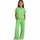 TYUSGH Conjunto de chándal para niñas, camiseta de manga corta y pantalones de 2 piezas, ropa deportiva informal de verano para adolescentes y niñas, verde claro, 15-16 años
