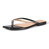 Amazon Essentials Sandalias Tipo Chancla de Puntera Cuadrada Mujer, Piel Sintética de Color Negro, 40 EU