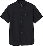 Brixton - Camisa tejida de manga corta Charter Org CTTN para hombre, Negro desteñido, X-Large