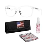 OAKLEY OX8208 HSTN SQ RX - Gafas de forma cuadrada con kit oficial de gafas, Marco transparente pulido | Lente transparente, Talla única