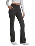 TMEOG Pantalones de Yoga para Mujer Leggings Acampanados Gris Oscuro,L