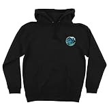 Santa Cruz Sudadera con Capucha para Hombre, diseño de Lunares ondulados, Negro, L
