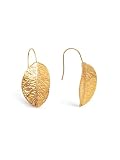 SINGULARU - Pendientes Hoja. Acero con Acabado en Baño Oro de 18Kt. Motivo y con Cierre Colgante. Joyas para Mujer