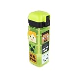 Stor Botella Infantil Minecraft 550ml con Sistema Antigoteo y Asa de Transporte Plastico Resistente