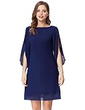 GRACE KARIN CL11125 - Vestido de verano de gasa para mujer, de manga corta, holgado, elegante, de noche, vestido de cóctel, azul marino, M