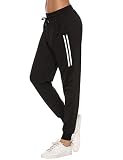 Sykooria Pantalones Deportivos Casuales para Mujer Pantalones de Jogger de Cintura con Cordón de Algodón Pantalones de Chándal Suaves y Ligeros con Bolsillo, Negro, M