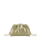 MODELISA - Bolso de Mano de Fiesta Tipo Clutch para Mujer, Cartera de Fiesta con Pliegues y Cadena de Hombro Desmontable (Dorado)