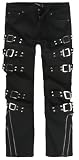 Gothicana by EMP Hombre Pantalones Negros con Tachuelas y Hebillas Decorativas W34L32