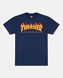 Thrasher Flame Camiseta, Unisex Adulto, Navy Blue, L