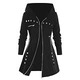 Generisch Sudadera con capucha para mujer, gótico, punk, negro, chaqueta de punto, sudadera, abrigo gótico, sudadera con capucha, chaqueta punk, ropa steampunk, chaquetas de Halloween, A#negro., XL