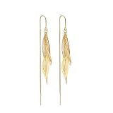 Auriselle Pendientes largos colgantes en forma de hoja para mujer, pendientes largos colgantes calados brillantes con flecos, ajustables, joyería para mujer, niña, dorados