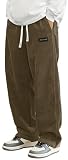 PADOLA Pantalones de Pana para Hombre Pantalón Holgado Cintura con Cordón Casuales Elásticos Cálido y Cómodo(3XL,Marrón)
