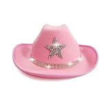 Genérico Sombrero de vaquero con estrellas brillantes para niños, fiestas occidentales, festivales, juegos de sol al aire libre, para niñas y niños