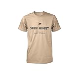 Camiseta de Manga Corta Hombre - Algodón Orgánico - Camiseta Cuello Redondo Surf Monkey® (L, Arena)