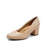 DREAM PAIRS Zapatos Tacón Bajo Mujer,Desnudo-PU,40