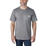 Carhartt, Hombre, K87 Camiseta De Manga Corta Con Bolsillo, Ajuste Ligeramente Holgado, Tejido Grueso, Dusty Olive, M