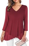 Adigaber Camisas para Mujer Manga 3/4 y Cuello en V Blusa