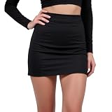 Sahunfri Falda Negra Corta, Falda Negra para Mujer con Cintura Elástica, Mini Skirt Elástica para Ropa Informal Sexy Uso Diario