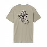 Santa Cruz Camiseta de algodón con estampado de mano gritando para hombre, Piedra Gris, XL