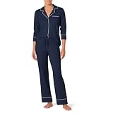 Amazon Essentials Conjunto de Pija con Camisa de Manga Larga y Pantalón Largo en Modal y Algodón Mujer, Azul Marino, M