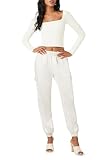 Forever 21 Satin High-Rise Joggers Pantalones, Blanco, L para Mujer