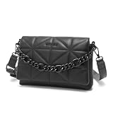 Miss Lulu Bolsos Bandolera Pequeños para Mujeres, Bolsos de Mano Acolchados Clásicos y Suaves con Correa Ancha, Bolso Impermeable de Cuero PU para Celular como Regalo para Chicas (Negro)