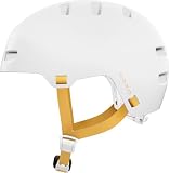 ABUS Casco de Bicicleta XOXO, Casco Urbano Estilo Skater, Talla L, Blanco | Casco minimalista con acolchado tubular en barbilla, almohadillas lavables y slider ajustable para jóvenes y adultos