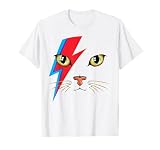 Meowie Bowie Gato Retro Gato Gato Divertido Glam Rock Música Camiseta