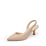 DREAM PAIRS Zapatos Tacón Bajo Cerrado,Desnudo-PU,40