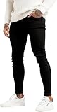 GINGTTO Vaqueros para Hombre Skinny Slim Stretch Jeans Negro 30W30L