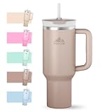 Tumbler 1200 ml, Taza Térmica Acero Inoxidable con Asa, Pajita y Tapa