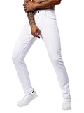 Oanviso Jeans de Vaqueros Hombre Skinny Denim Jean Hip Hop Slim Fit Pantalone Moda Elásticos Pantalón Largo Vaquero Ajustados C Blanco S