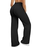 XDSP Pantalones Yoga Mujer Pierna Ancha Cintura Alta Pantalon Casual Deportivo Elasticos Comodos Leggings de Fitness Control Abdominal Push up Pantalones Rectos de Entrenamiento Pilates Gym Trabaj